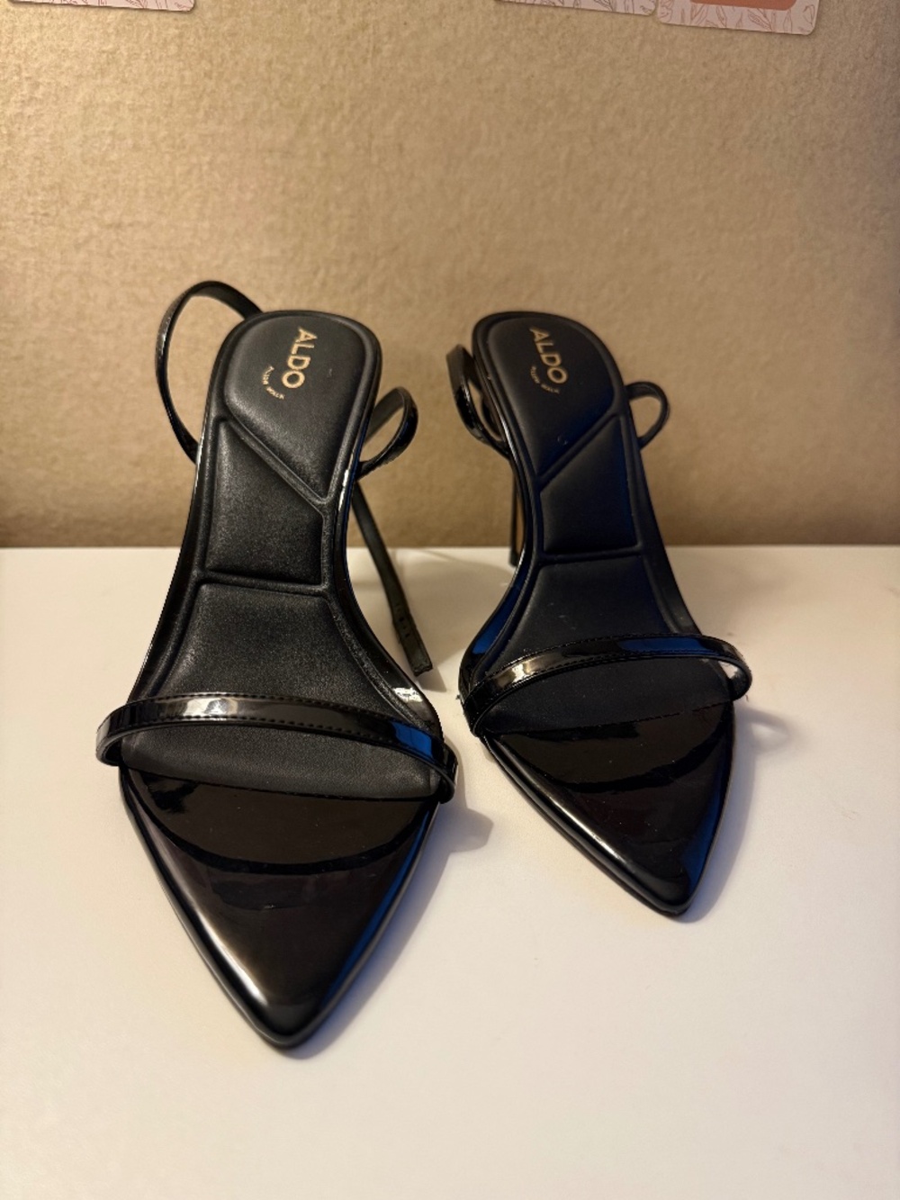 ALDO Black Patent Strappy Heels | Size 9
